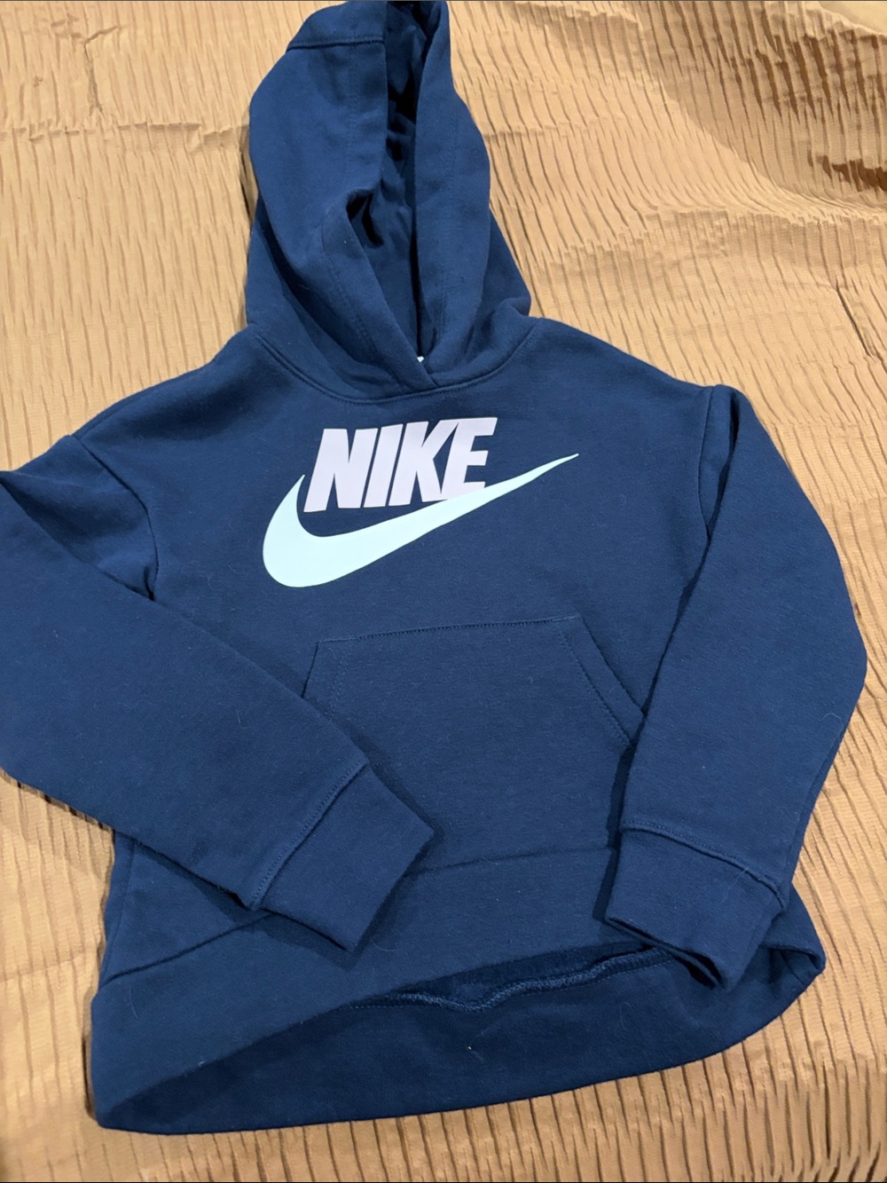 Nike Navy Kids Hoodie with White and Pink Logo